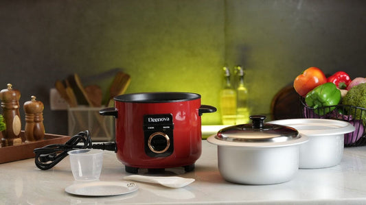 Eleenova Rice Cooker | Harmony 0.6 L | Keep Warm Function | 2 Aluminum Bowls Included | Detachable Power Cord for Easy Storage | Precise Thermostat Control