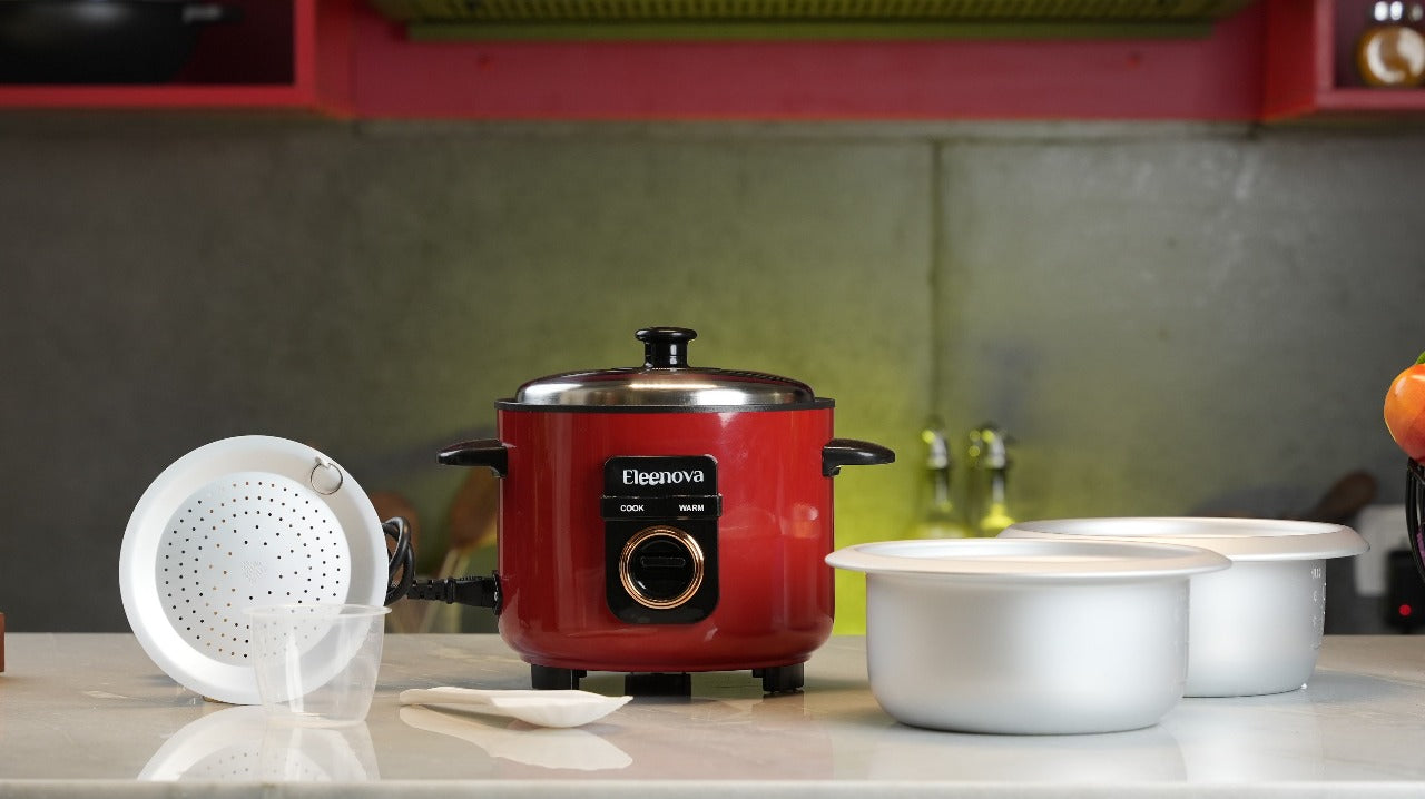 Eleenova Rice Cooker | Harmony 0.6 L | Keep Warm Function | 2 Aluminum Bowls Included | Detachable Power Cord for Easy Storage | Precise Thermostat Control