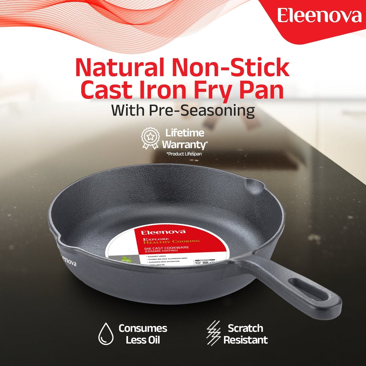 Eleenova Shakti Cast Iron Cookware - Fry Pan 20 cm