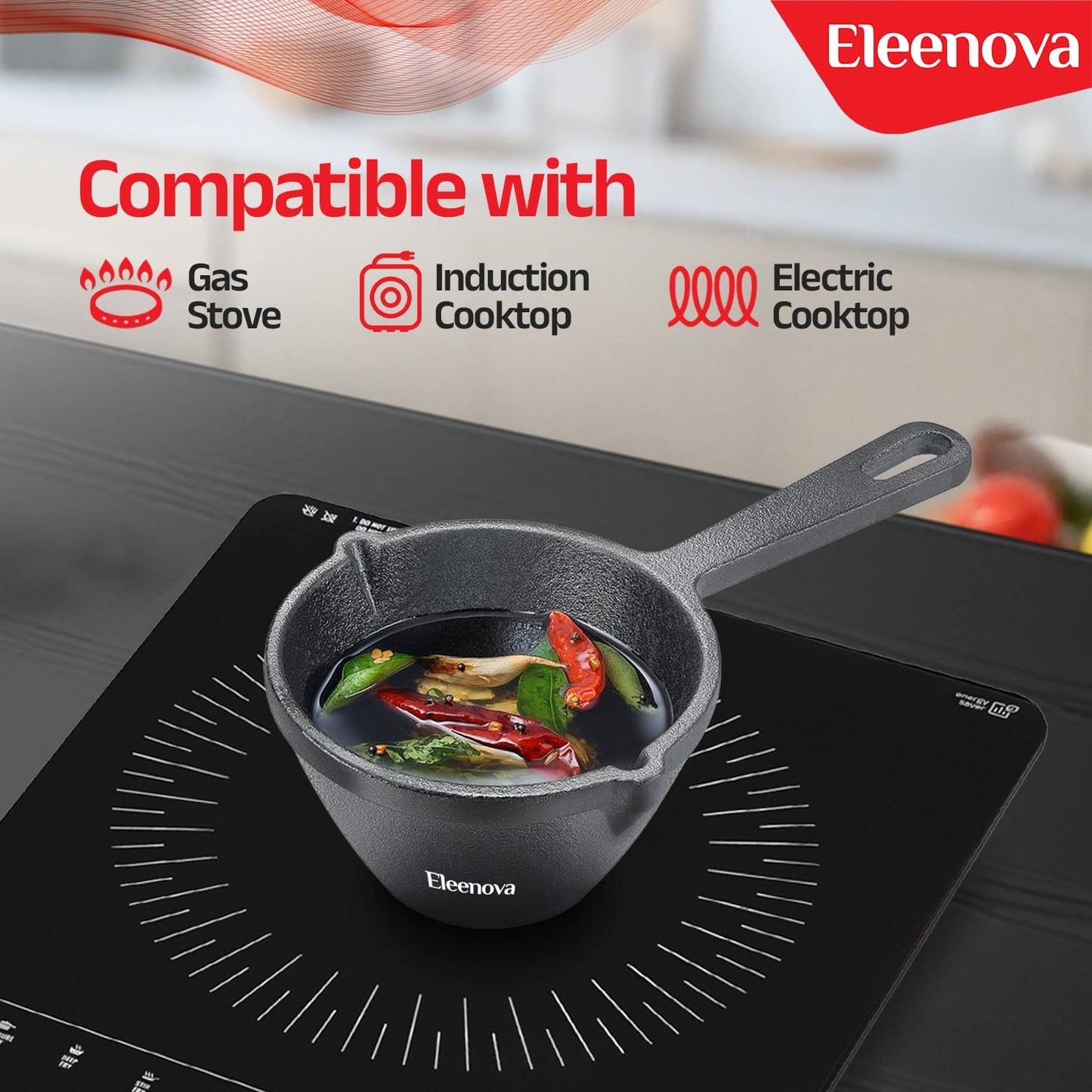 Eleenova Shakti Cast Iron Cookware - Tadka Pan 14 cm