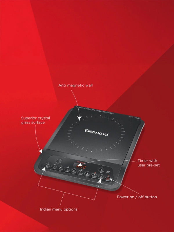 Magnite 1200 W Superior Crystal Glass Push Button Induction Cooktop