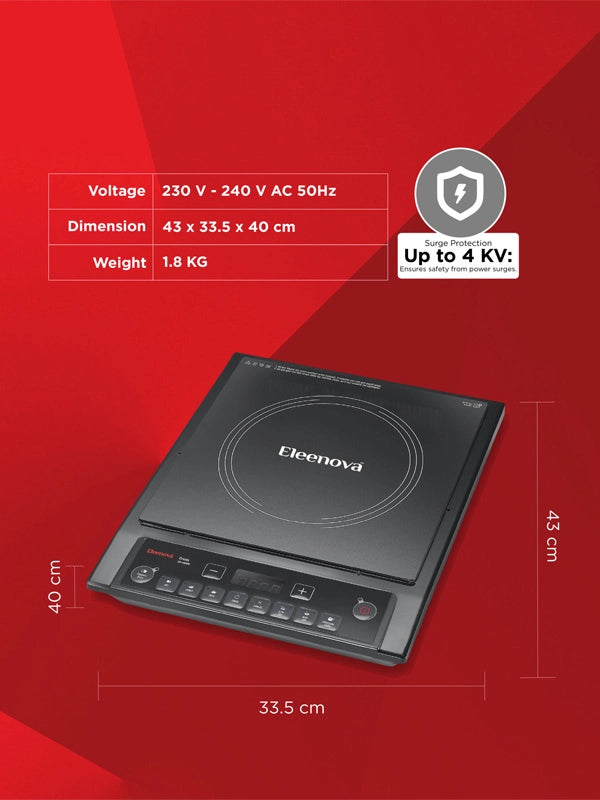 Cresta 1600 W Superior Crystal Glass Push Button Induction Cooktop