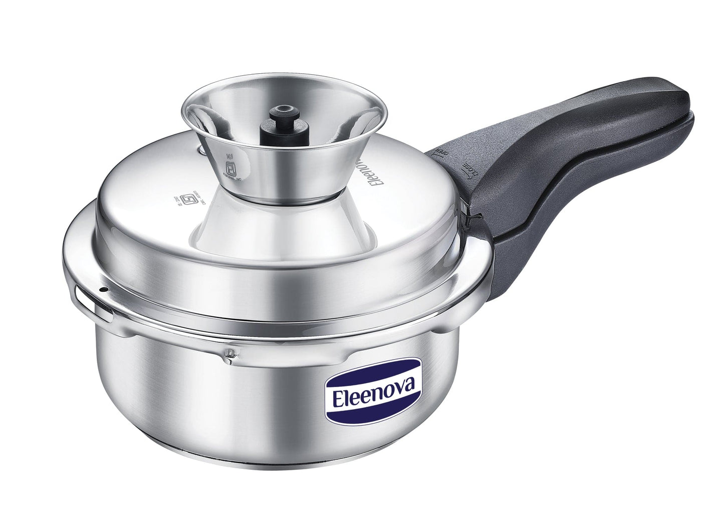 Eleenova Stainless Steel Pressure Cooker 2 L | World's First Pressure Cooker with Spill Bowl - Patent Applied | 5 Year Warranty | ISI Certified| High Quality Stainless Steel | Metallic Safety Plug | Food Safe Nitrile Gasket | Serves 2-3 People