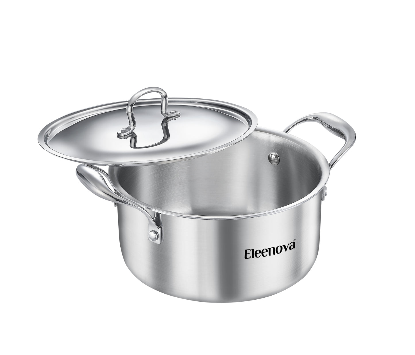 Eleenova Signature Tri-Ply Stainless Steel Casserole with SS Lid | 20cm, 22cm & 24cm | Even Heat Distribution | Scratch-Resistant Matte Finish | Gas, Induction & Electric Compatible | Lifetime Warranty