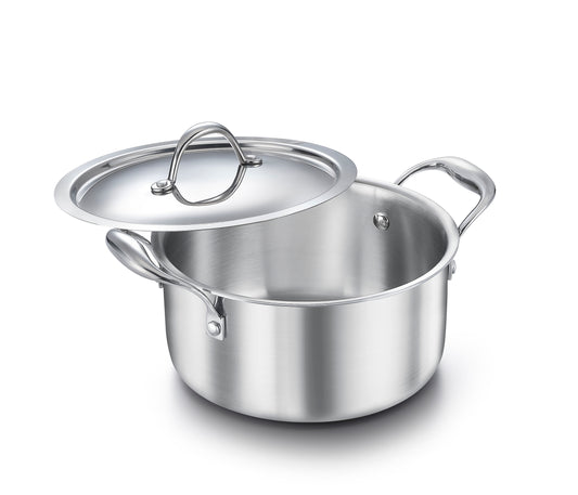 Eleenova Triply Stainless Steel Casserole with Lid, ISI Certified with Product Lifetime Warranty, Durable 3-Layer Body, 100% Toxin-Free & No Chemical Coating