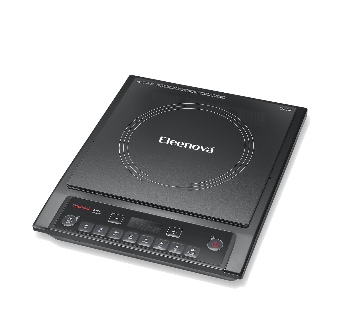 Eleenova Cresta Induction Cooktop 1600W | Superior Crystal Glass | Energy Saver | Customised Indian Preset Menu | Smart Sense Technology | Surge Protection up to 4kV | Eco-Friendly Design | 1 Year Warranty