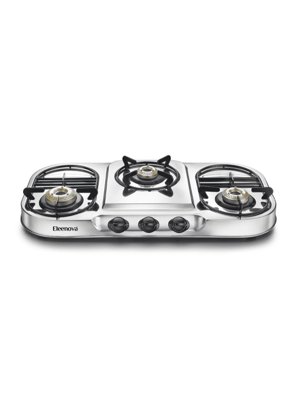 Grace Stainless Steel Gas Stove with 3 Brass Burners