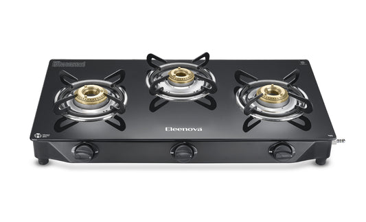 Eleenova Freedom Gas Stove | 2 Burner, 3 Burner & 4 Burner | Advanced Teknotuf Superior Glass | High-Efficiency Brass Burners | Ample Burner Space | Ergonomic Knobs | ISI Certified | 2 Year Warranty