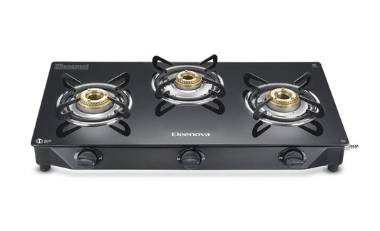 Eleenova Freedom Gas Stove | 2 Burner, 3 Burner & 4 Burner | Advanced Teknotuf Superior Glass | High-Efficiency Brass Burners | Ample Burner Space | Ergonomic Knobs | ISI Certified | 2 Year Warranty