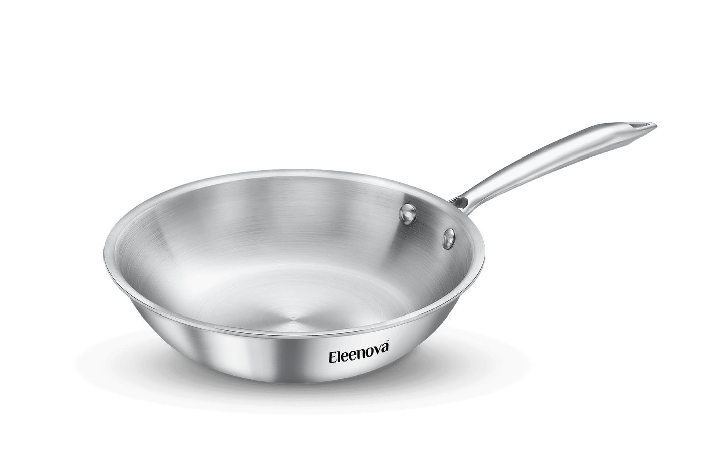 Eleenova Signature Tri-Ply Stainless Steel Fry Pan | 24cm & 26cm | Even Heat Distribution | Scratch-Resistant Matte Finish | Non-Reactive Healthy Cooking | Gas, Induction & Electric Compatible | Lifetime Warranty