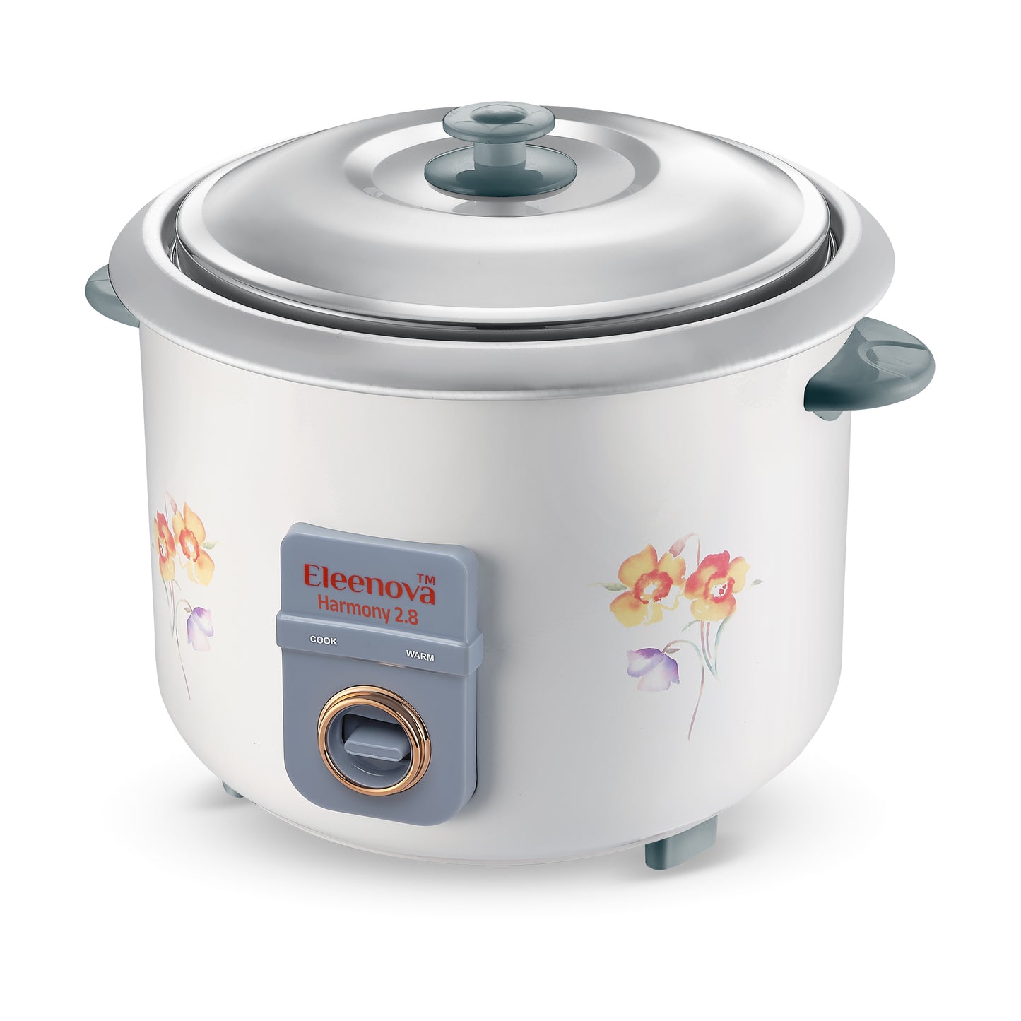 Eleenova Harmony 2.8 Rice Cooker 1000W | 2.8 Litre Double Bowl | Extra Cooking Pan | Stainless Steel Lid | Keep Warm Function | Detachable Power Cord | Cool Touch Handles | 1 Year Warranty