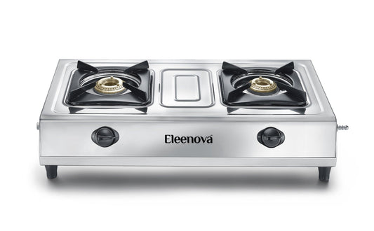 Eleenova Majesty Stainless Steel Gas Stove | Majesty 2B & Majesty Plus 2B | Durable Stainless Steel Body | High-Efficiency Brass Burners | Easy-to-Clean Surface | Ergonomic Heat-Resistant Knobs | ISI Certified | 2 Year Warranty