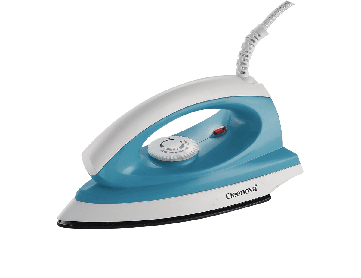 Eleenova Oscar Dry Iron 1000W | Light Weight Iron | Adjustable Thermostat Control | Swivel Cord | Auto Cut-Off Safety | Non-Stick Soleplate | Shockproof ABS Body | ISI Certified | 2 Year Warranty