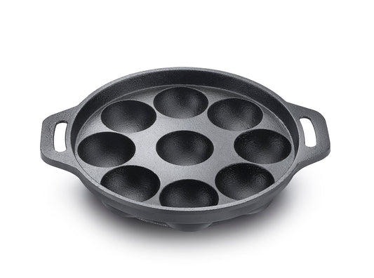 Eleenova Shakti Cast Iron Cookware - Appapatra 9 Pits 20 cm