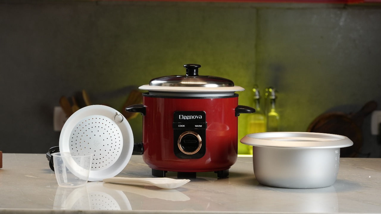 Eleenova Rice Cooker | Harmony 0.6 L | Keep Warm Function | 2 Aluminum Bowls Included | Detachable Power Cord for Easy Storage | Precise Thermostat Control