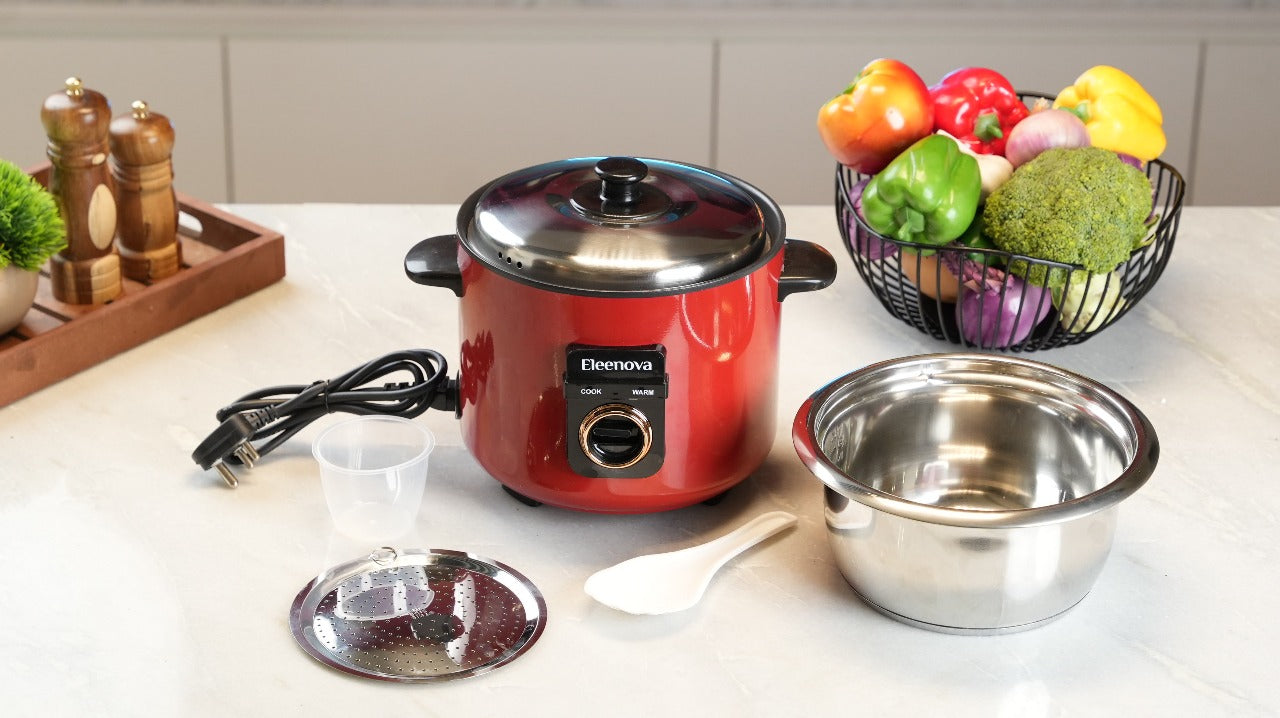 Eleenova Rice Cooker | Harmony 1.0L | Keep Warm Function | Single SS Bowl| Detachable Power Cord for Easy Storage | Precise Thermostat Control