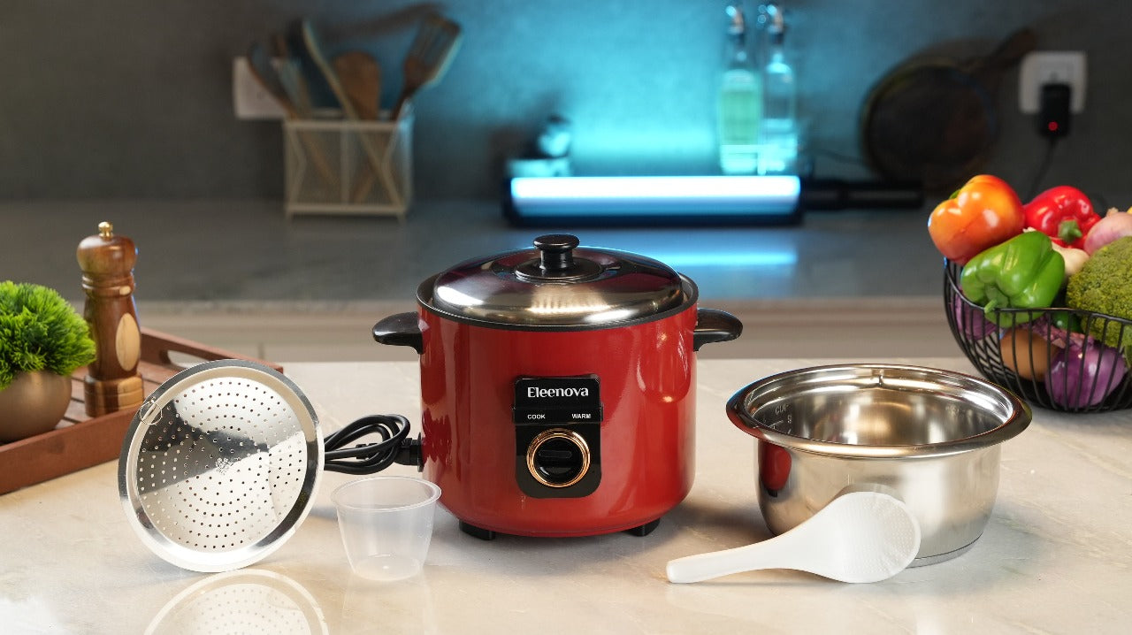 Eleenova Rice Cooker | Harmony 1.0L | Keep Warm Function | Single SS Bowl| Detachable Power Cord for Easy Storage | Precise Thermostat Control