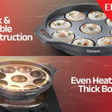 Eleenova Shakti Cast Iron Cookware - Appapatra 9 Pits 20 cm