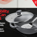 Eleenova Shakti Cast Iron Cookware - Kadai with Lid 24 cm