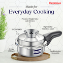 Eleenova Triply Pressure Cooker 2 L | World's First Pressure Cooker with Spill Bowl -Patent Applied | 5 Year Warranty | ISI Certified | Tri Ply Stainless Steel Body | Metallic Safety Plug | Food Safe Nitrile Gasket | Serves 2-3 People