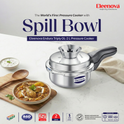 Eleenova Triply Pressure Cooker 2 L | World's First Pressure Cooker with Spill Bowl -Patent Applied | 5 Year Warranty | ISI Certified | Tri Ply Stainless Steel Body | Metallic Safety Plug | Food Safe Nitrile Gasket | Serves 2-3 People