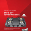 Reflex Glasstop Gas Stove With 4 Brass Burners