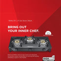 Reflex Glasstop Gas Stove With 3 Brass Burners