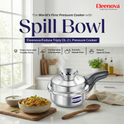 Eleenova Triply Pressure Cooker 2 L | World's First Pressure Cooker with Spill Bowl -Patent Applied | 5 Year Warranty | ISI Certified | Tri Ply Stainless Steel Body | Metallic Safety Plug | Food Safe Nitrile Gasket | Serves 2-3 People