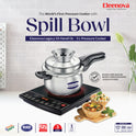 Eleenova Legacy Handi Pressure Cooker 3 L | World's First Pressure Cooker with Spill Bowl-Patent Applied | 5 Year Warranty | ISI Certified| Metallic Safety Plug | Food Safe Nitrile Gasket | Gas and induction Friendly | Serves 3-4 People