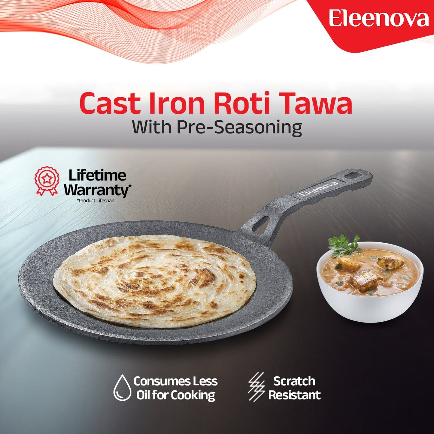 Eleenova Shakti Cast Iron Cookware - Roti Tawa 26 cm