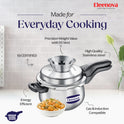 Eleenova Legacy Handi Pressure Cooker 3 L | World's First Pressure Cooker with Spill Bowl-Patent Applied | 5 Year Warranty | ISI Certified| Metallic Safety Plug | Food Safe Nitrile Gasket | Gas and induction Friendly | Serves 3-4 People