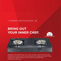 Constellation Glass Top Gas Stove with 2 Brass Burners