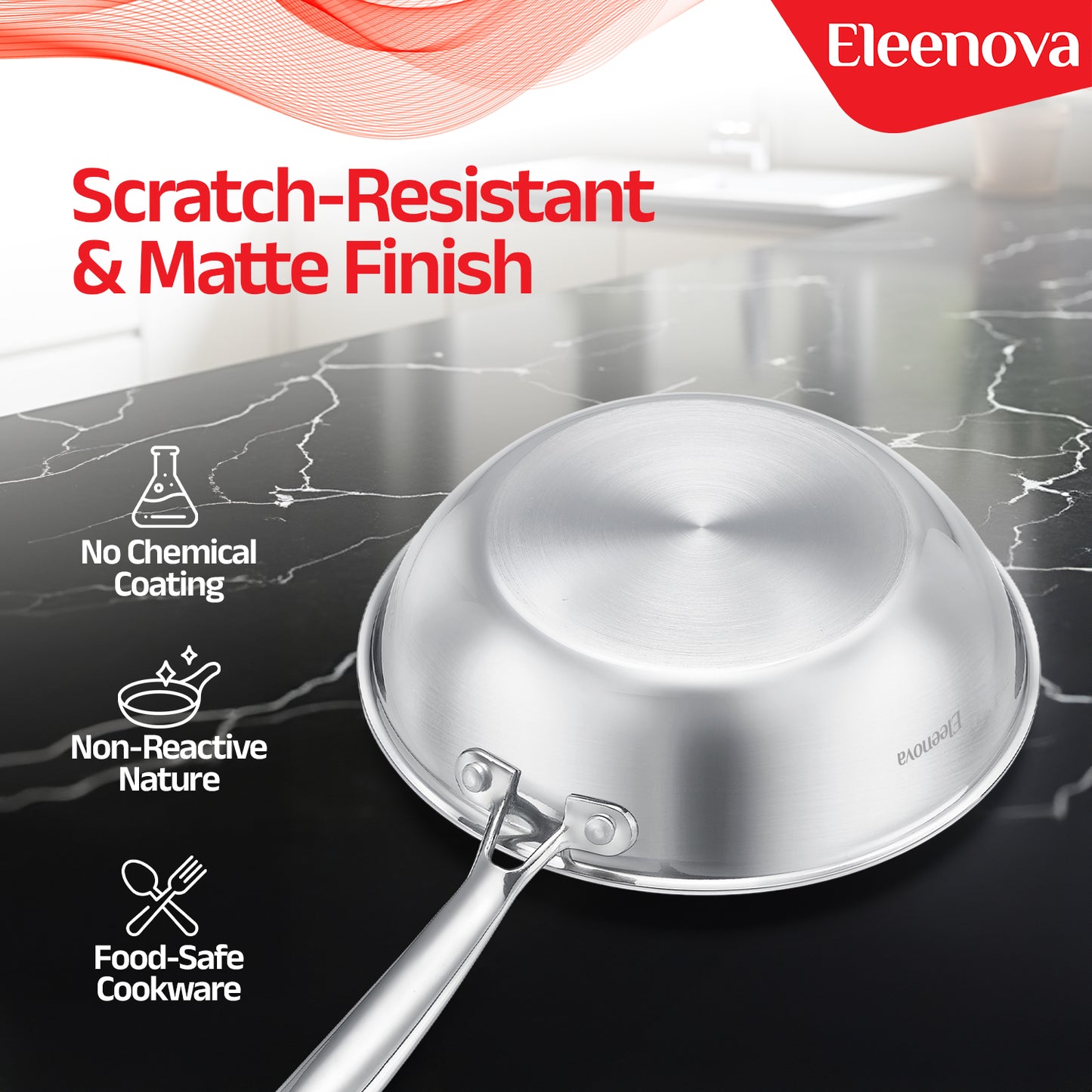 Eleenova Signature Tri Ply Fry Pan - 1 Liter | 1.5 Liter | 2 Liter