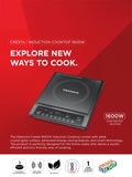 Cresta 1600 W Superior Crystal Glass Push Button Induction Cooktop