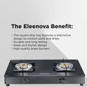 Constellation Glass Top Gas Stove with 2 Brass Burners