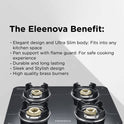 Olive Glass Top Gas Stove With 4 Brass Burners