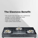 Constellation Glass Top Gas Stove with 3 Brass Burners