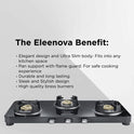 Olive Glass Top Gas Stove With 3 Brass Burners