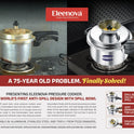 Eleenova Stainless Steel Pressure Cooker 3 L | World's First Pressure Cooker with Spill Bowl- Patent Applied | 5 Year Warranty | ISI Certified | High Quality Stainless Steel | Metallic Safety Plug | Food Safe Nitrile Gasket | Serves 3-4 People