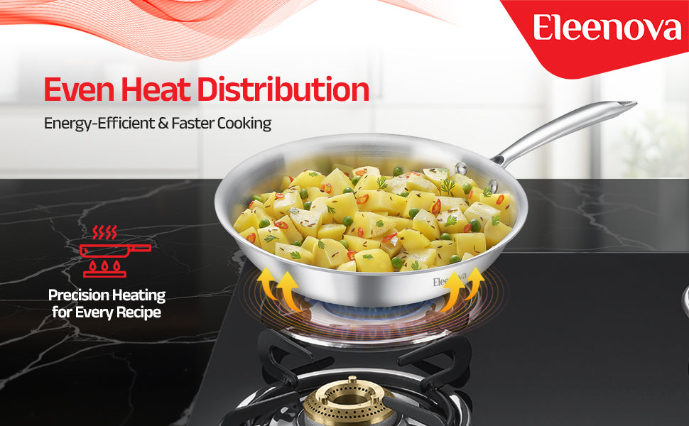 Eleenova Signature Tri Ply Fry Pan - 1 Liter | 1.5 Liter | 2 Liter