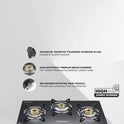 Reflex Glasstop Gas Stove With 3 Brass Burners