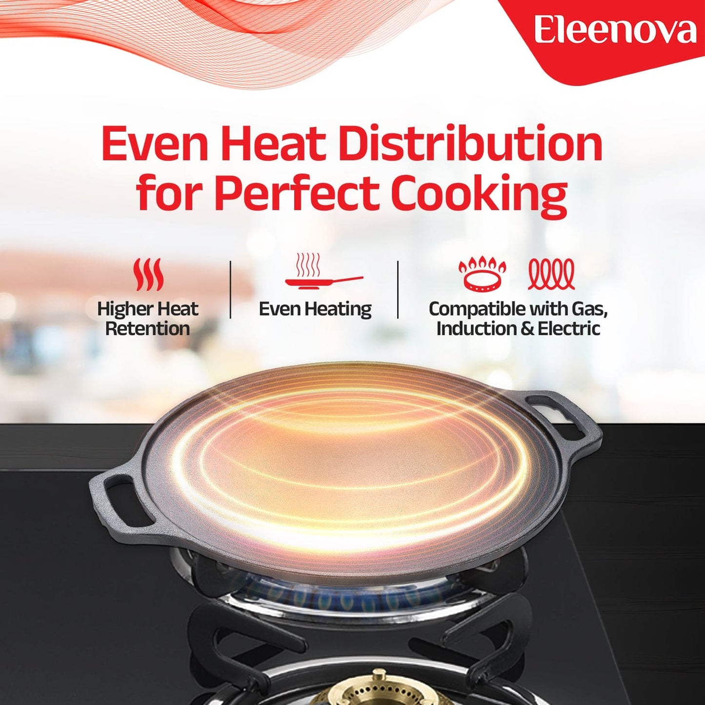 Eleenova Shakti Cast Iron Cookware - Dosa Tawa 30 cm