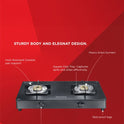 Constellation Glass Top Gas Stove with 2 Brass Burners