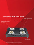 Constellation Glass Top Gas Stove with 4 Brass Burners