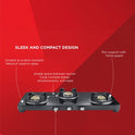 Olive Glass Top Gas Stove With 3 Brass Burners