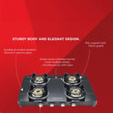 Olive Glass Top Gas Stove With 4 Brass Burners