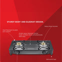 Reflex Glasstop Gas Stove With 2 Brass Burners