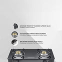 Reflex Glasstop Gas Stove With 2 Brass Burners
