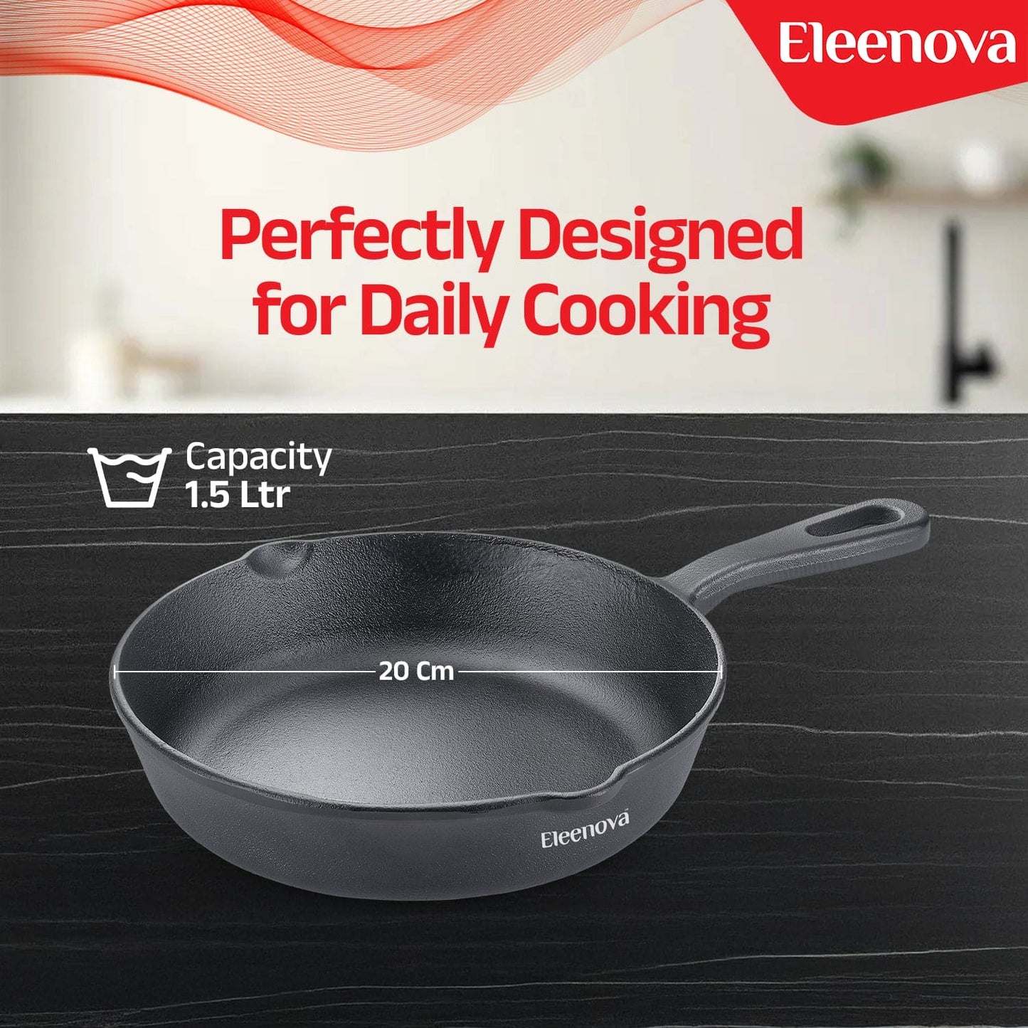 Eleenova Shakti Cast Iron Cookware - Fry Pan 20 cm