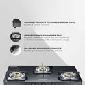 Constellation Glass Top Gas Stove with 3 Brass Burners